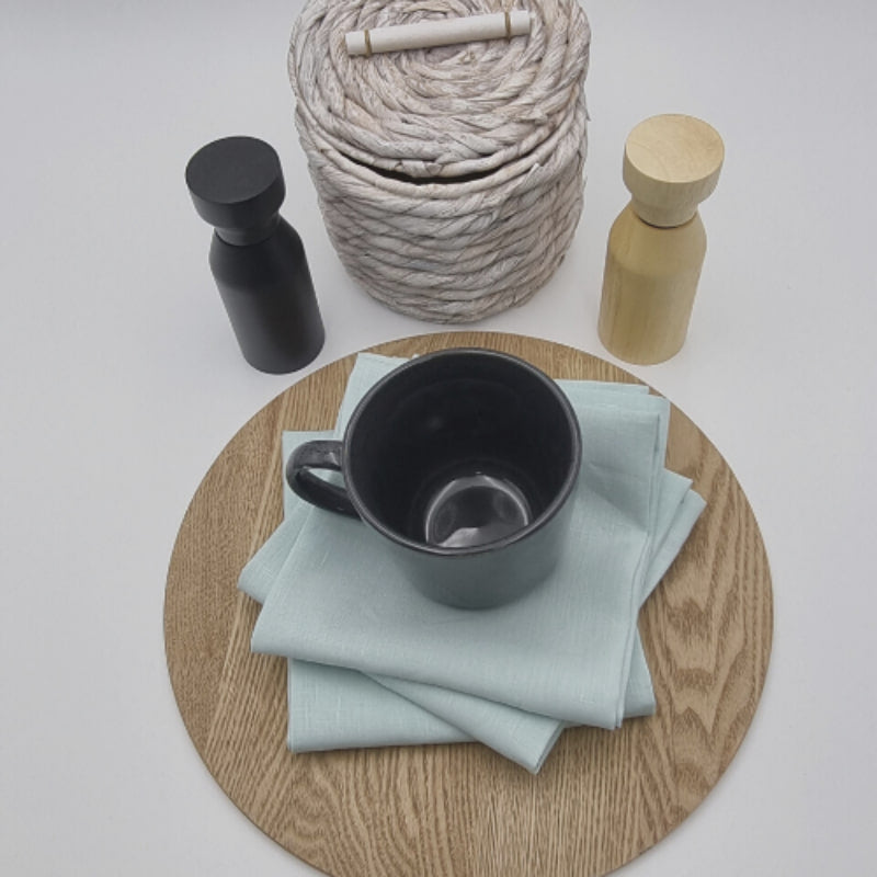 RANS Cambrai Linen White Tea Towels set of 3 with a cup offers superior absorbency and style, enhancing your kitchen's elegance and functionality in a setting up.