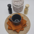 RANS Cambrai Linen Terracota Tea Towels Set of 3 with a cup, combining elegance and absorbency, ideal for drying dishes and maintaining cleanliness in an elegant setting up.