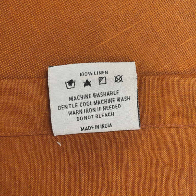 Showcasing back of the tag by RANS Cambrai Linen White Tea Towels Set of 3, combining elegance and absorbency, ideal for drying dishes and maintaining cleanliness.