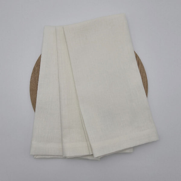 Set of 3 RANS Cambrai Linen White Tea Towels, soft, absorbent, and stylish, perfect for enhancing kitchen functionality and decor.