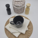 Set of 3 RANS Cambrai Linen White Tea Towels, soft, absorbent, and stylish, perfect for enhancing kitchen functionality and decor in a table setting.