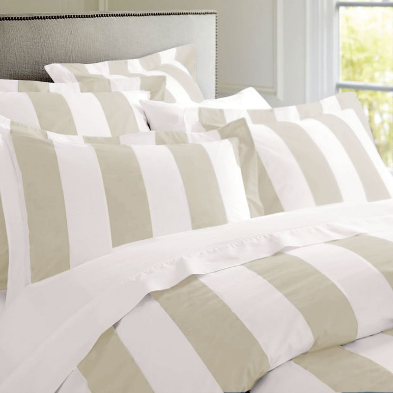 RANS Oxford Stripe Taupe Quilt Cover Set (6627519627308)