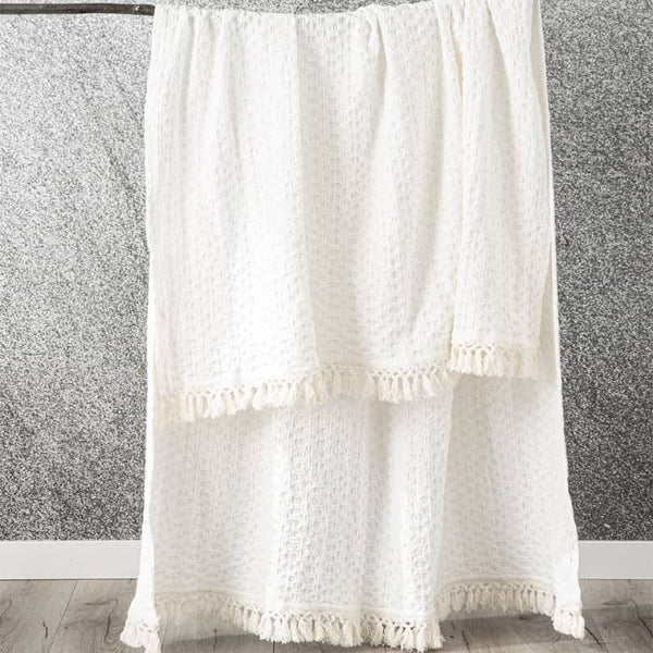 Renee Taylor Alysian Washed Cotton Textured White Throw (6638418067500)