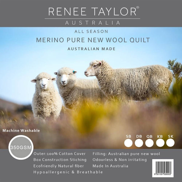 Renee Taylor Australian Pure Merino Wool 350gsm Quilt (6845775806508)