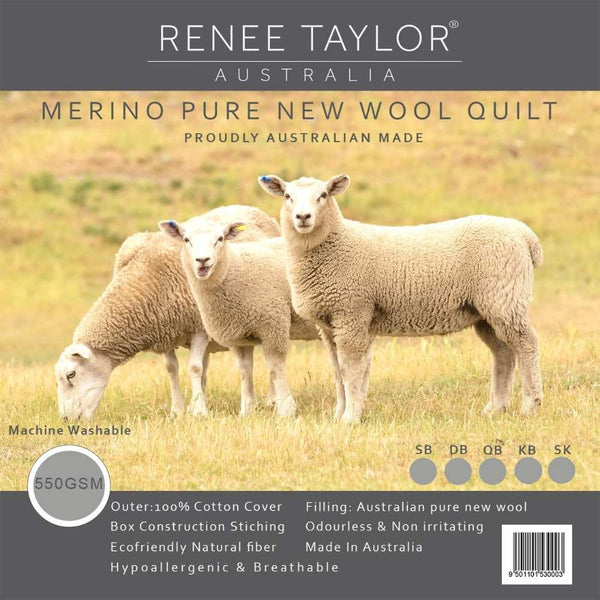 Renee Taylor Australian Pure Merino Wool 550gsm Quilt (6845825187884)
