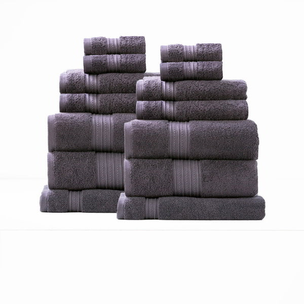 Renee Taylor Brentwood Low Twist 14 Piece Carbon Towel Pack (6626579251244)