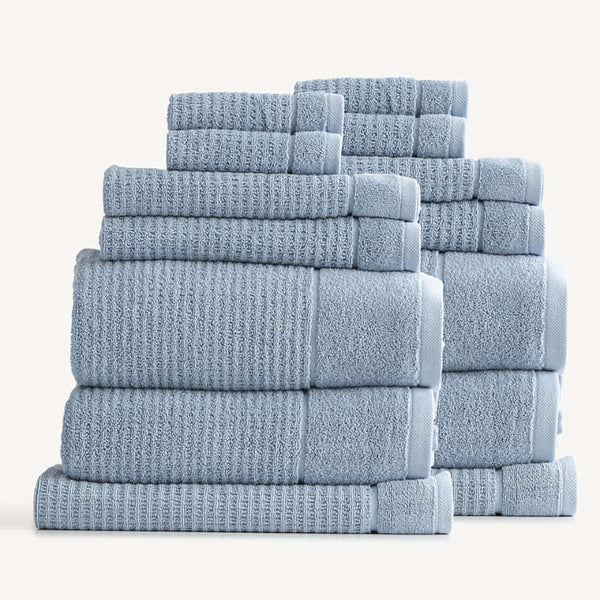 Renee Taylor Cambridge Textured 14 Piece Blue Mirage Towel Pack