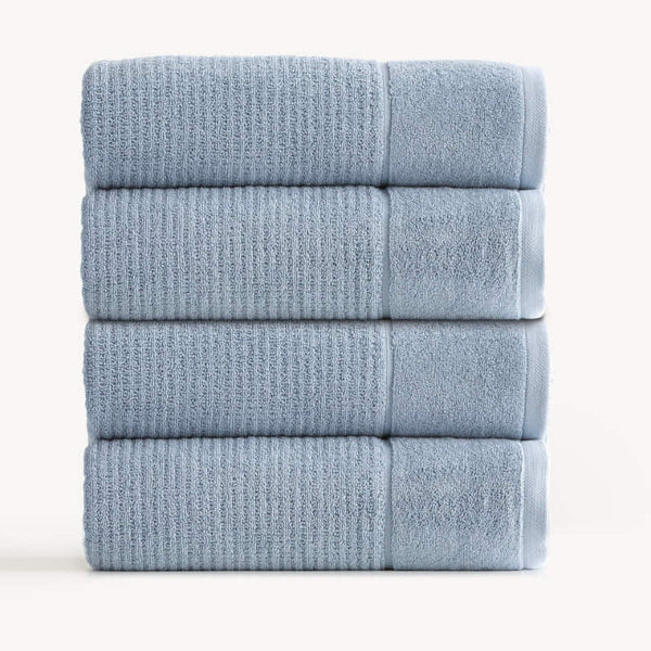 Renee Taylor Cambridge Textured 4 Piece Blue Mirage Bath Towel Pack