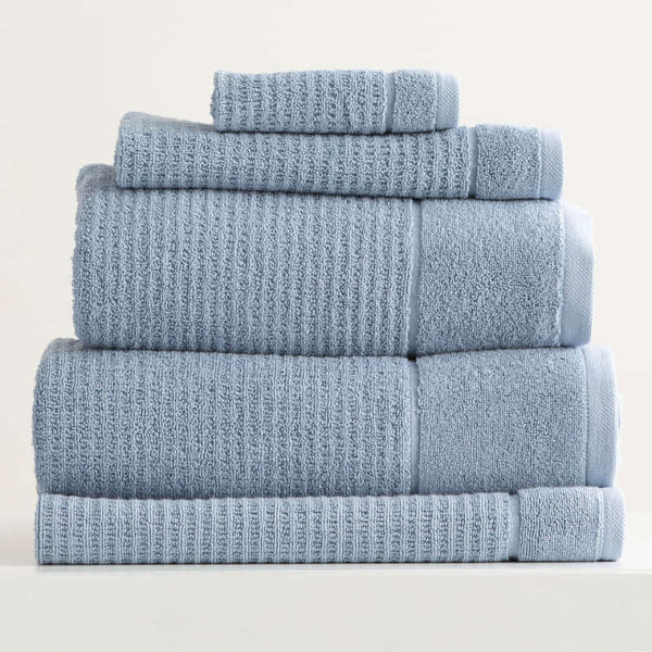 Renee Taylor Cambridge Textured 5 Piece Blue Mirage Towel Pack
