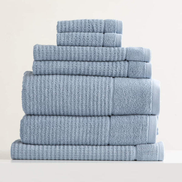 Renee Taylor Cambridge Textured 7 Piece Blue Mirage Towel Pack