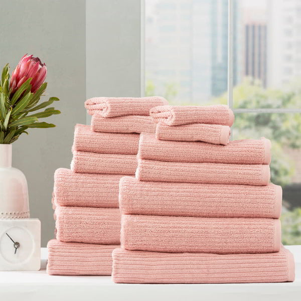 Renee Taylor Cobblestone 14 Piece Blush Towel Pack (6624951762988)