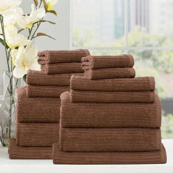 Renee Taylor Cobblestone 14 Piece Toffee Towel Pack (6624952746028)