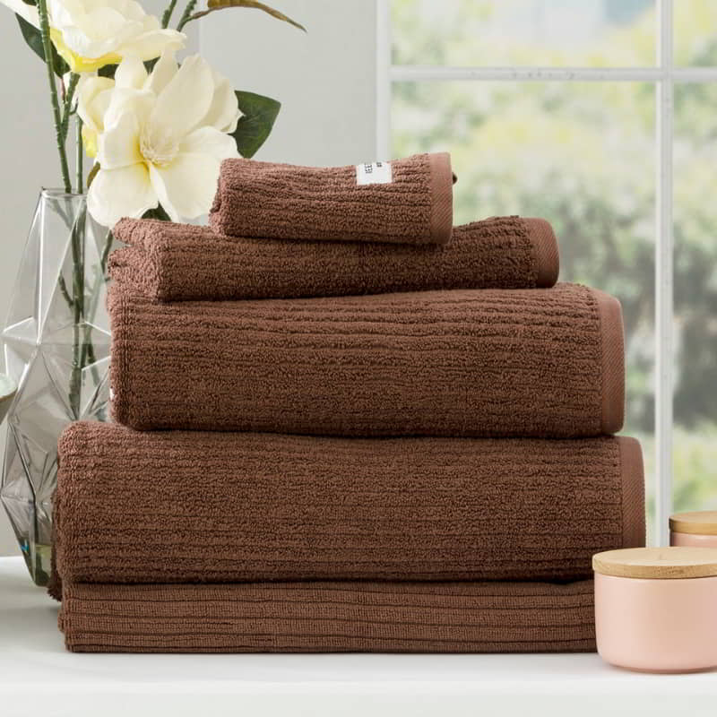 Renee Taylor Cobblestone 5 Piece Toffee Towel Pack (6624954187820)