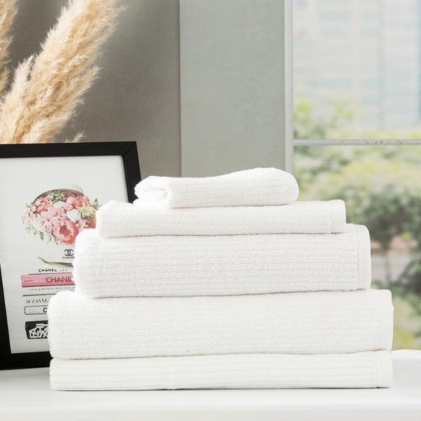 Renee Taylor Cobblestone 5 Piece White Towel Pack (6624900186156)