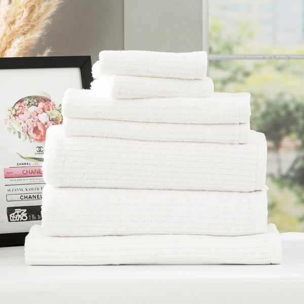 Renee Taylor Cobblestone 7 Piece White Towel Pack (6624893239340)