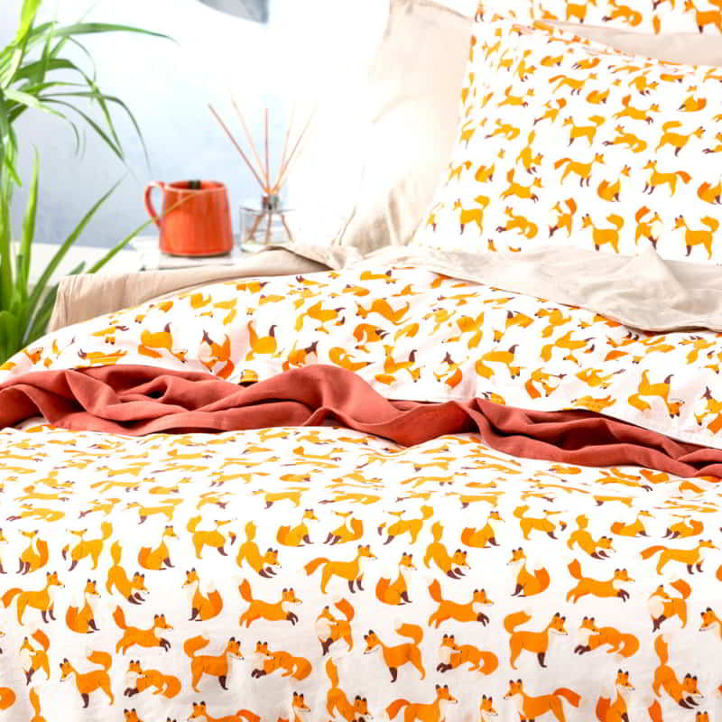 Renee Taylor European Vintage Washed Printed Cotton Fox Quilt Cover Set (6624846446636)