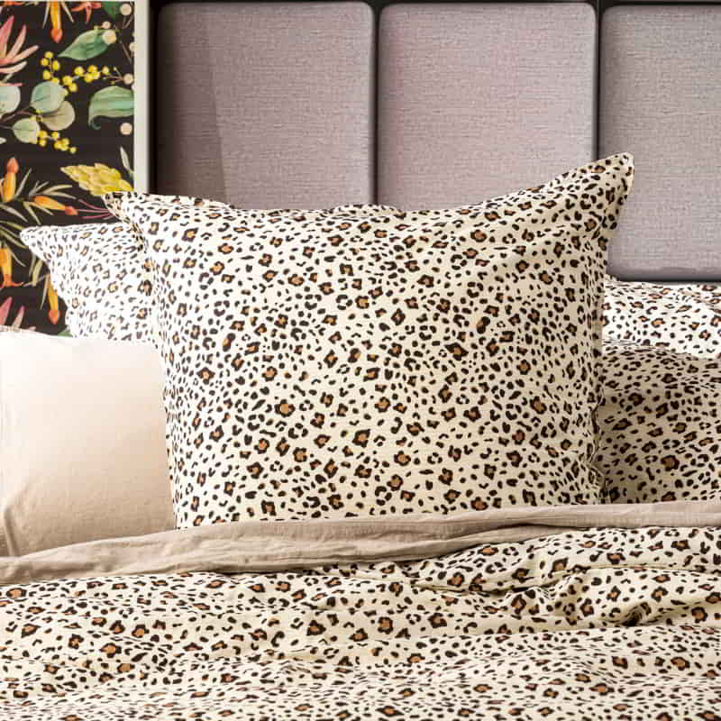 Renee Taylor European Vintage Washed Printed Cotton Leopard Quilt Cover Set (6624852017196)