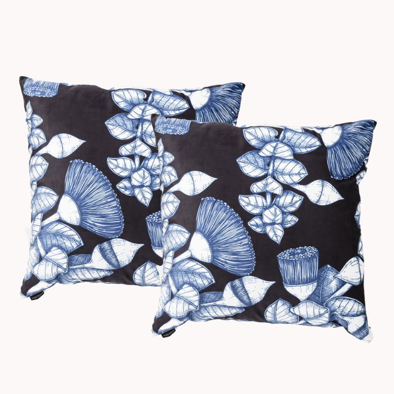 Renee Taylor Poly Velvet Printed Bush Land 50x50cm Twin Pack Filled Cushion (6626550939692)