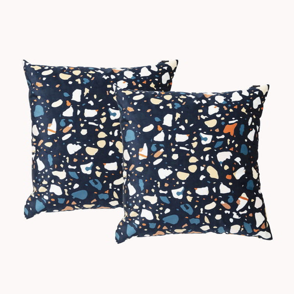 Renee Taylor Poly Velvet Printed Terrazo 50x50cm Twin Pack Filled Cushion (6626547499052)