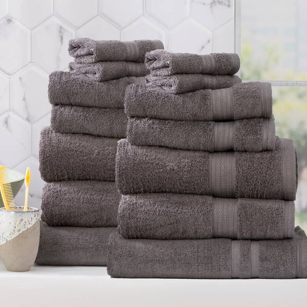 Renee Taylor Stella 14 Piece Charcoal Towel Pack (6625253818412)