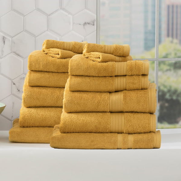 Renee Taylor Stella 14 Piece Mustard Towel Pack (6625264369708)