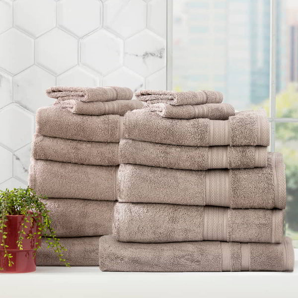 Renee Taylor Stella 14 Piece Pewter Towel Pack (6625255686188)