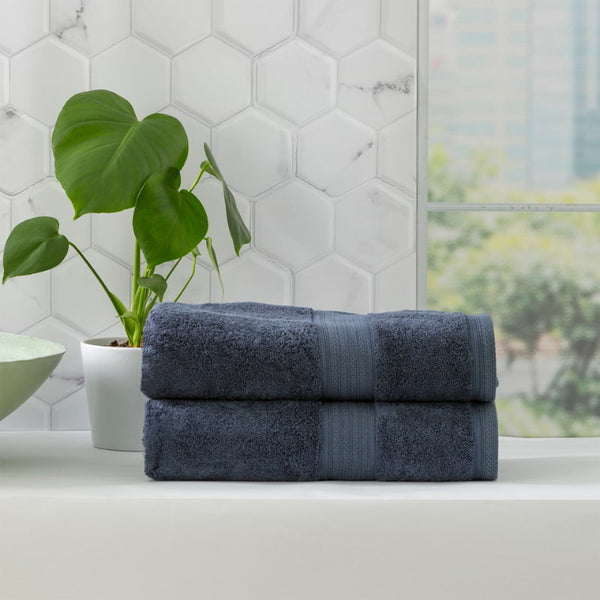 Renee Taylor Stella 2 Pack Indigo Bath Sheet (6625261944876)