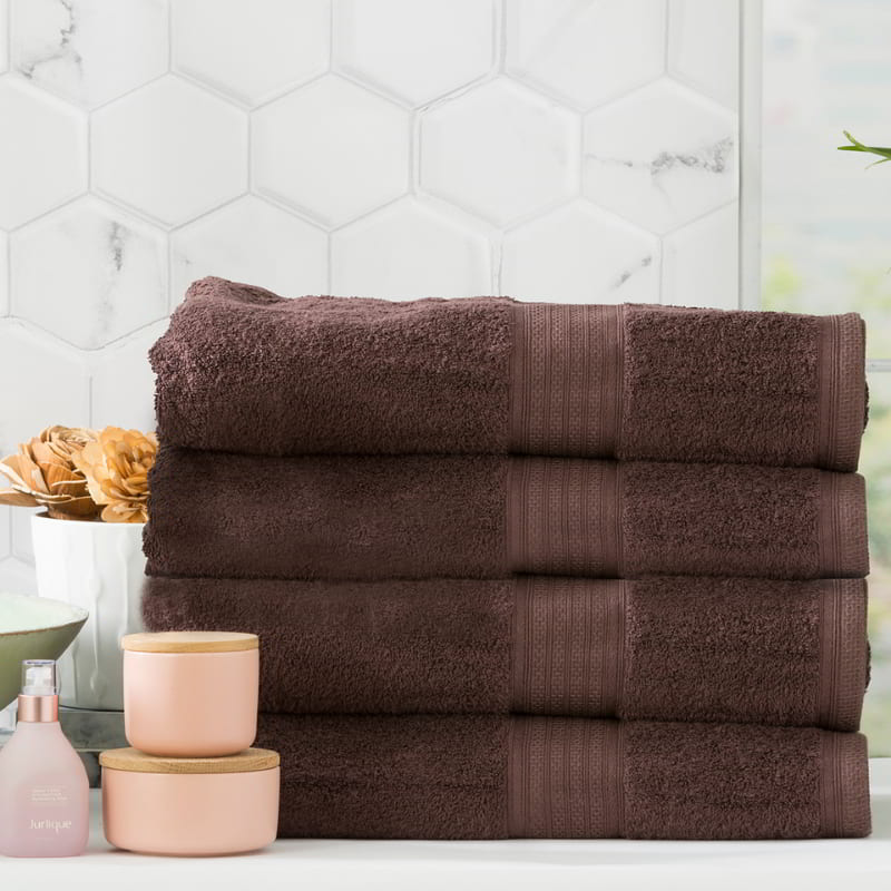 Renee Taylor Stella 4 Piece Cocoa Bath Towel Pack (6625265582124)