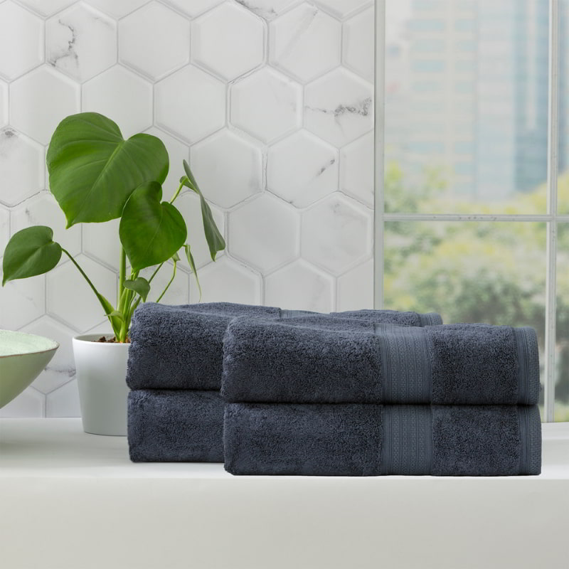 Renee Taylor Stella 4 Piece Indigo Bath Towel Pack (6625262895148)