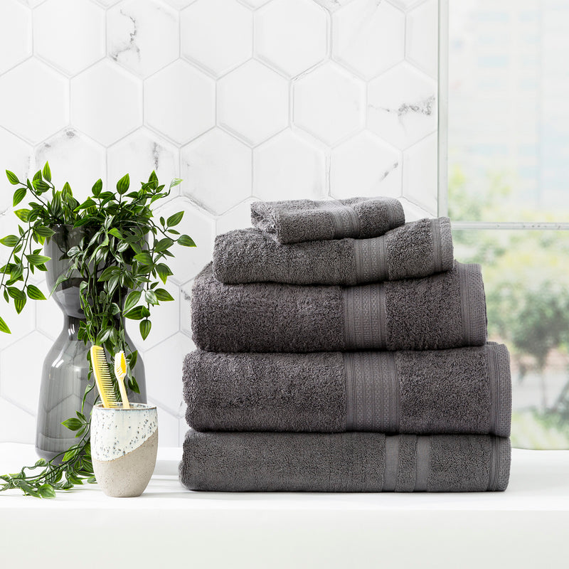 Renee Taylor Stella 5 Piece Charcoal Towel Pack (6625253916716)