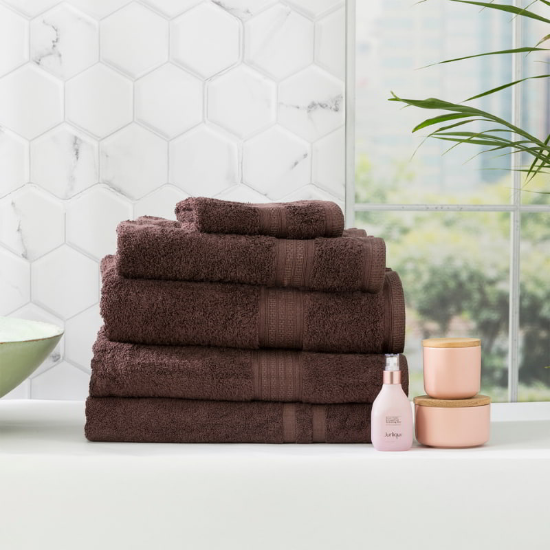 Renee Taylor Stella 5 Piece Cocoa Towel Pack (6625265549356)