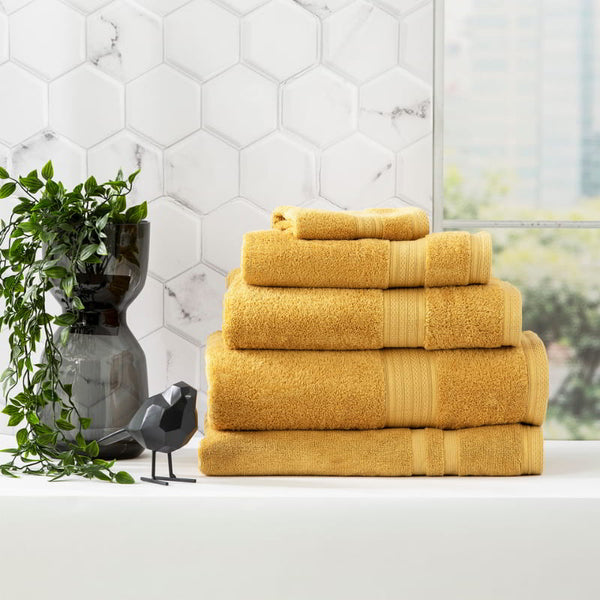 Renee Taylor Stella 5 Piece Mustard Towel Pack (6625264435244)