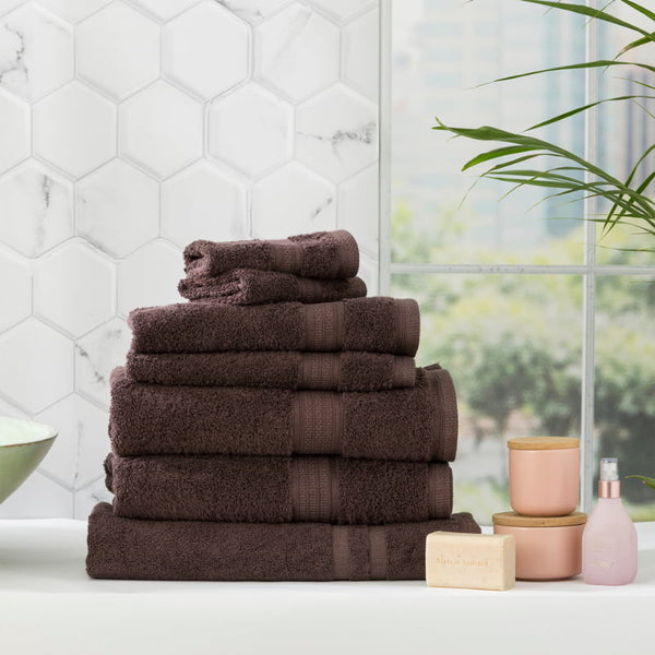 Renee Taylor Stella 7 Piece Cocoa Towel Pack (6625265483820)
