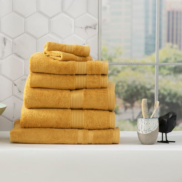 Renee Taylor Stella 7 Piece Mustard Towel Pack (6625264336940)