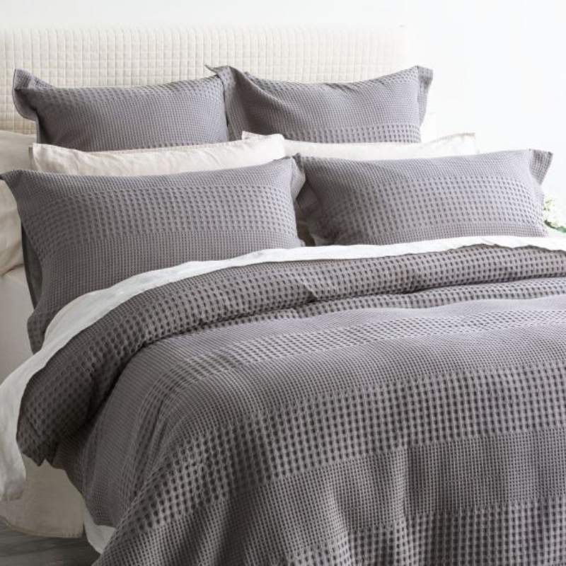 Renee Taylor Elegance Waffle Cotton Jacquard Fossil Quilt Cover Set