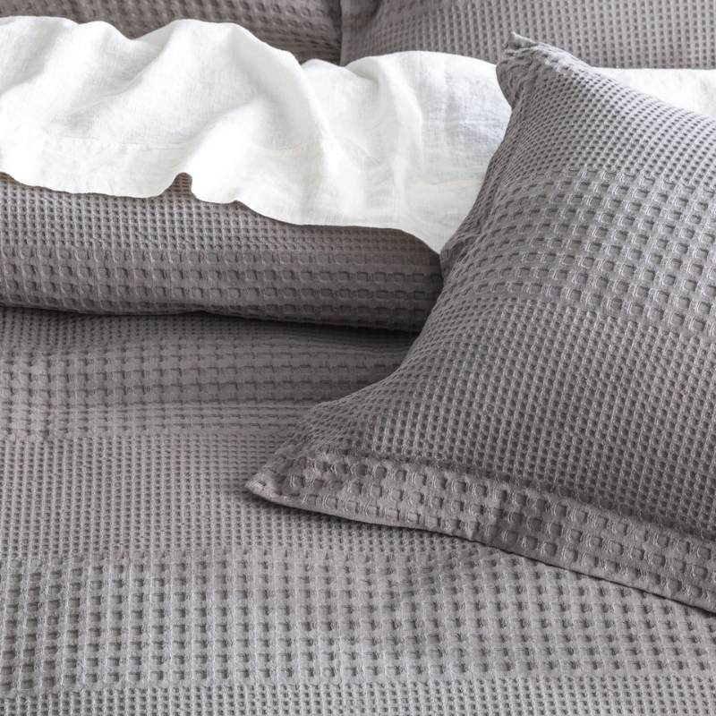Renee Taylor Elegance Waffle Cotton Jacquard Fossil Quilt Cover Set