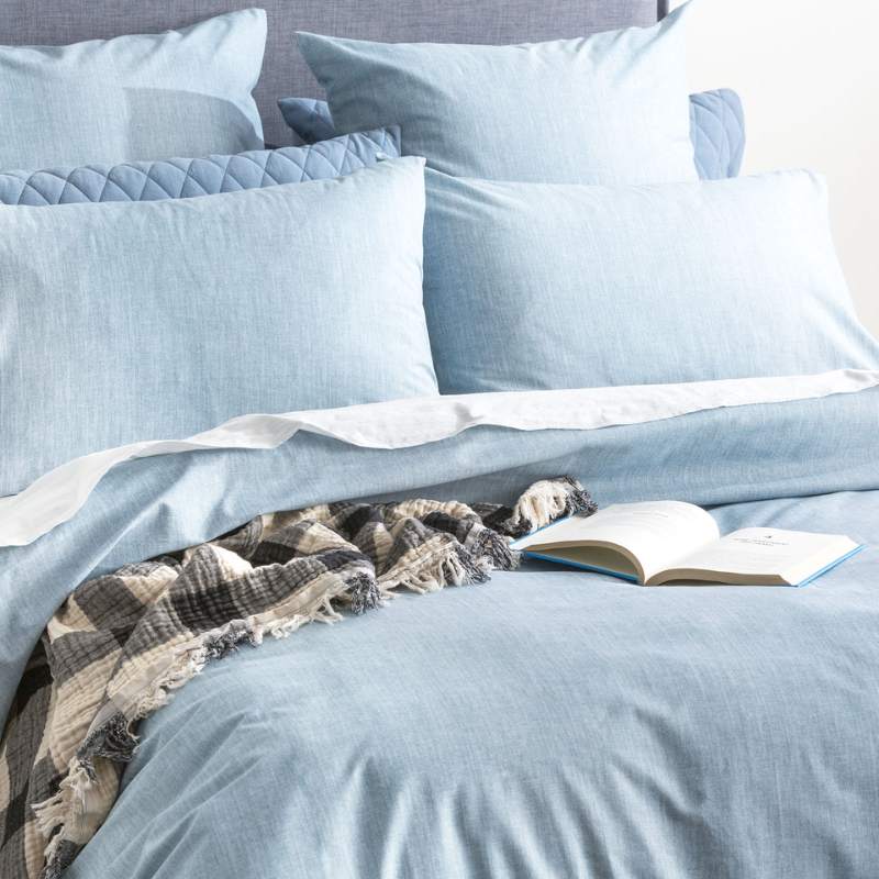 Renee Taylor Chambray Washed Cotton Aquatic Quilt Cover Set