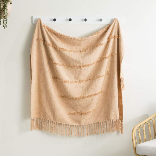 Renee Taylor Cambridge Cotton Slub Tufted Tan Throw