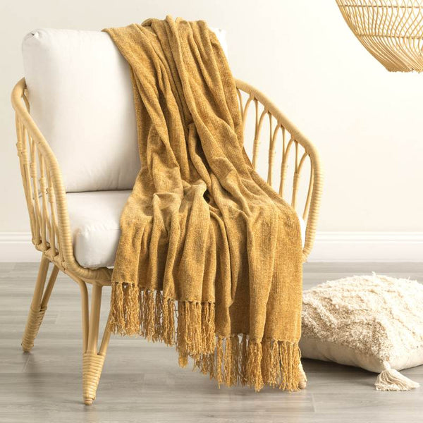 Renee Taylor Newland Chenille Turmeric Throw