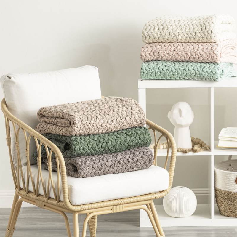 Renee Taylor Lenni Cotton Knitted Forest Throw