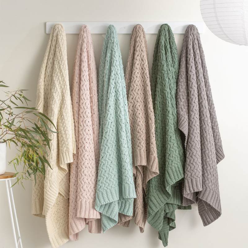 Renee Taylor Lenni Cotton Knitted Vapour Throw
