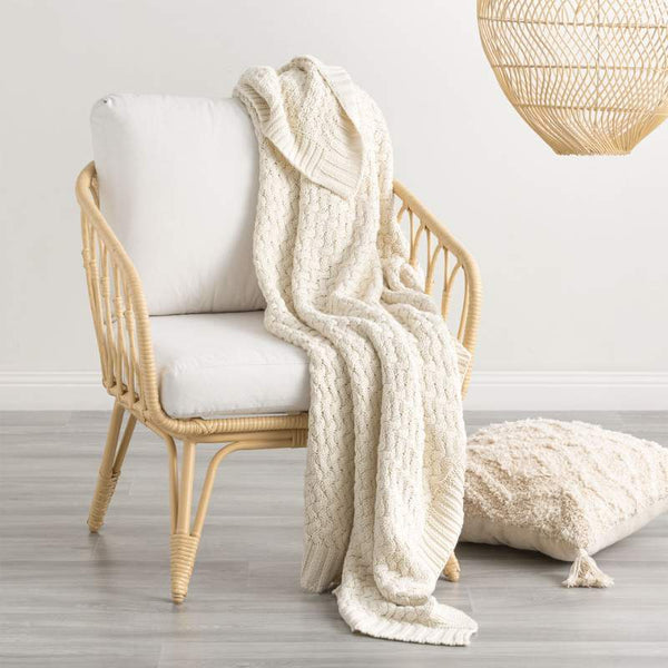 Renee Taylor Lenni Cotton Knitted Vapour Throw