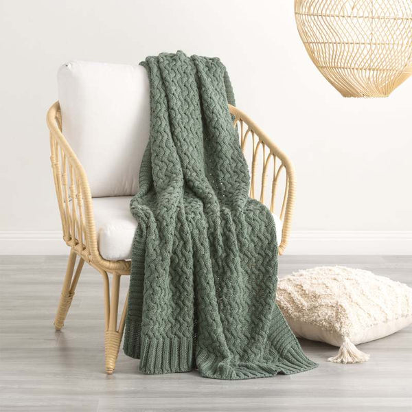 Renee Taylor Lenni Cotton Knitted Forest Throw