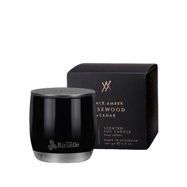 Urban Rituelle Black Amber, Rosewood & Cedar Candle 140gm (6672528343084)