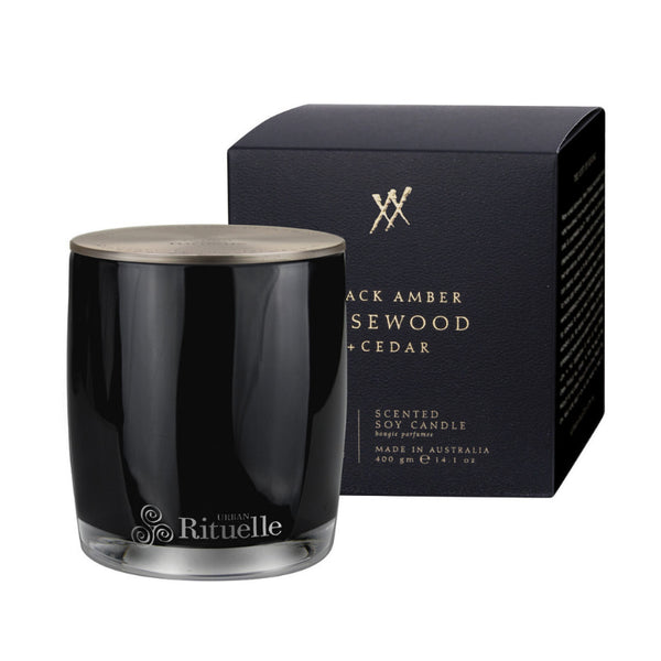 Urban Rituelle Black Amber, Rosewood & Cedar Candle 400gm (6672558456876)