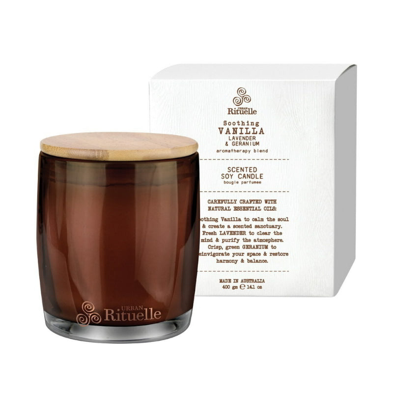 Urban Rituelle Vanilla, Lavender & Geranium Blend Candle 400gm (6672530341932)