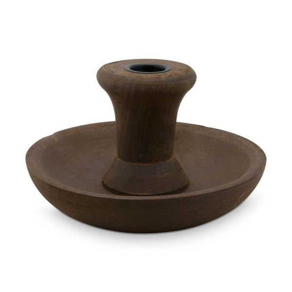 VTWonen Brown Round 16cm Candle Holder with Black Cup (6841866649644)