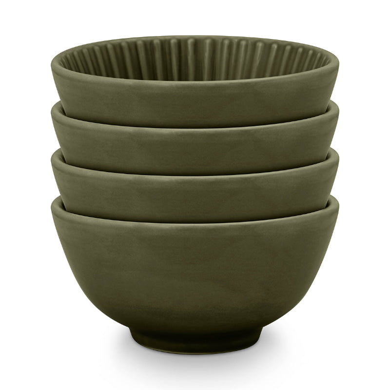 VTWonen Relievo Dark Green 12.5cm Bowls on Foot Set of 4 (6985281404972)
