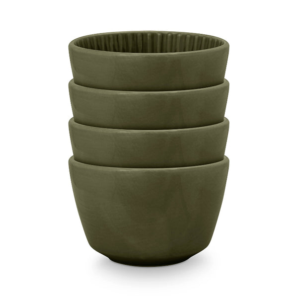 VTWonen Relievo Dark Green 12.5cm High Bowls Set of 4 (6985281011756)