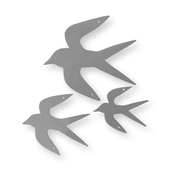 VTWonen Stonewash Matte Silver Swallow Wall Ornaments Set of 3 (6855051739180)